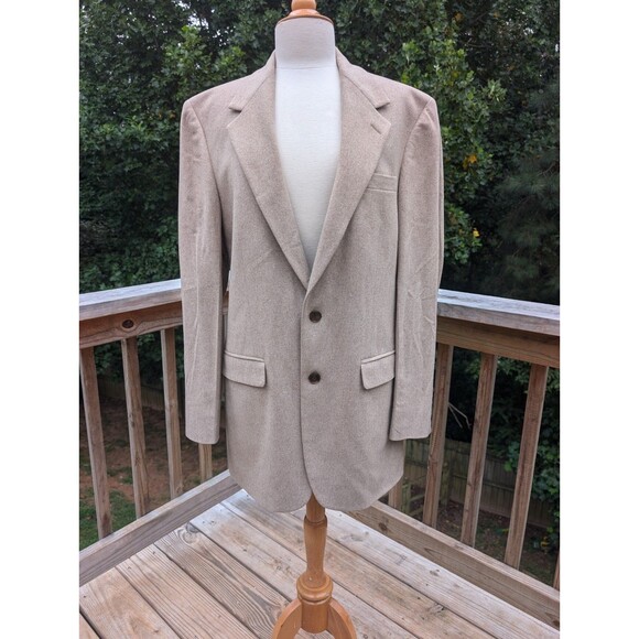 Vintage Men's Lord & Taylor Cashmere Jacket Blazer Beige USA Union Made Large - Picture 1 of 14